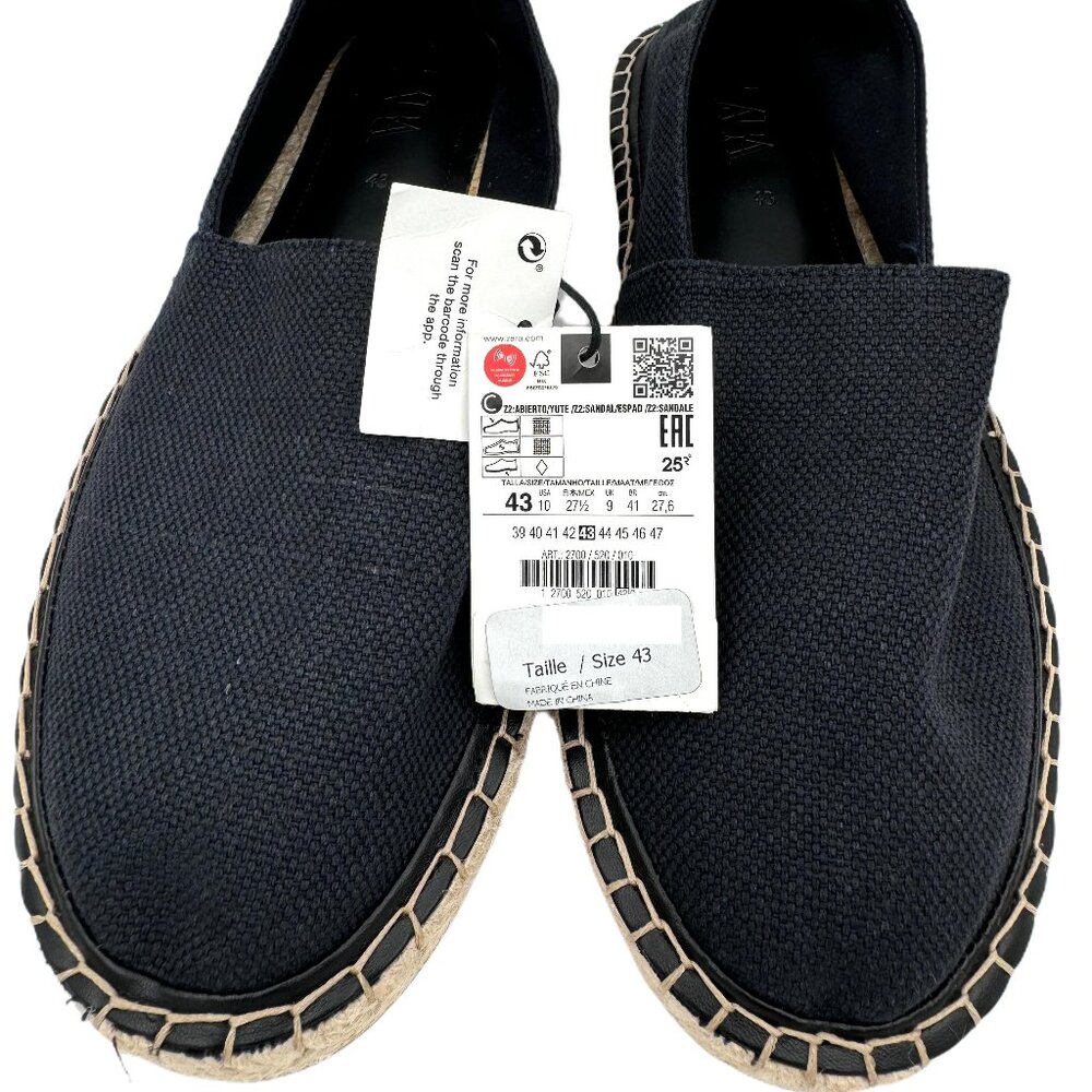 ZARA TEXTILE ESPADRILLES / WOMEN / NEW Navy Flats / EU 43 / US 10 - Picture 11 of 16